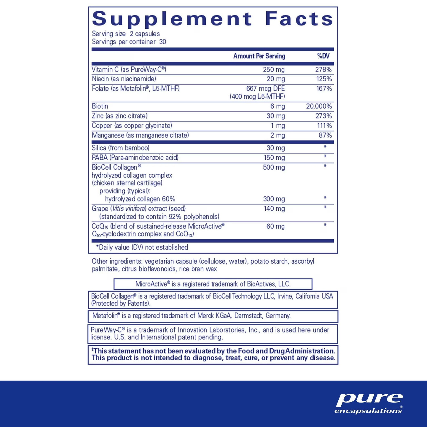 Pure Encapsulations Hair/Skin/Nails Ultra 60's